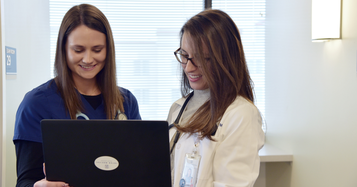 Doctor and nurse take a virtual visit